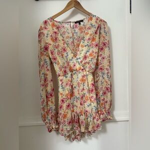 Papaya Multicolor Floral romper dress with shorts